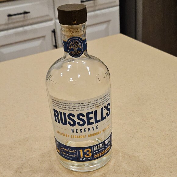 RUSSELL'S RESERVE BOURBON WHISKEY 13 YEAR OLD EMPTY BOTTLE - Picture 1 of 10